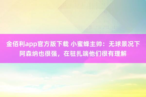 金佰利app官方版下载 小蜜蜂主帅：无球景况下阿森纳也很强，在驻扎端他们很有理解