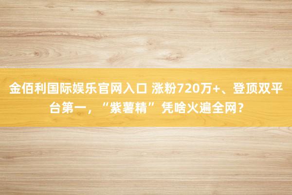 金佰利国际娱乐官网入口 涨粉720万+、登顶双平台第一，“紫薯精” 凭啥火遍全网？