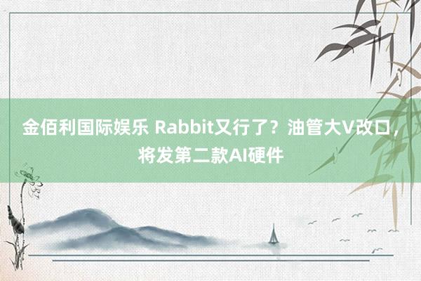 金佰利国际娱乐 Rabbit又行了？油管大V改口，将发第二款AI硬件