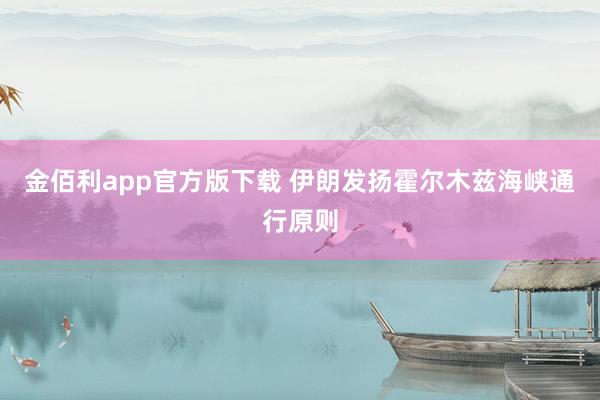 金佰利app官方版下载 伊朗发扬霍尔木兹海峡通行原则