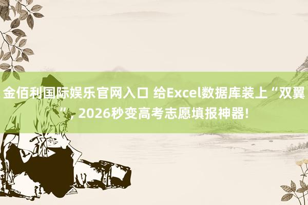 金佰利国际娱乐官网入口 给Excel数据库装上“双翼”, 2026秒变高考志愿填报神器!