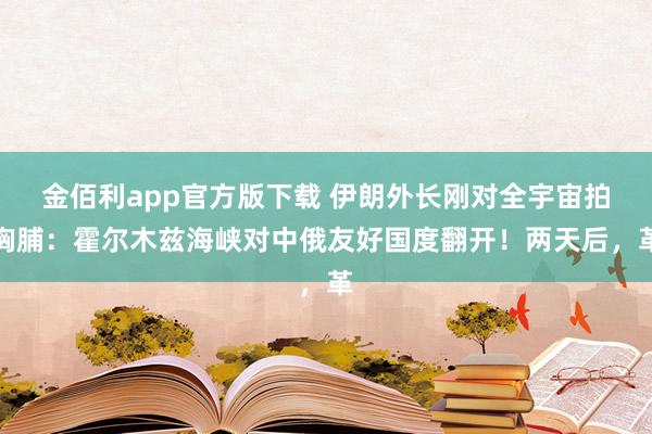 金佰利app官方版下载 伊朗外长刚对全宇宙拍胸脯：霍尔木兹海峡对中俄友好国度翻开！两天后，革