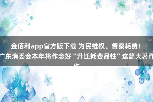金佰利app官方版下载 为民维权、督察耗费! 广东消委会本年将作念好“升迁耗费品性”这篇大著作