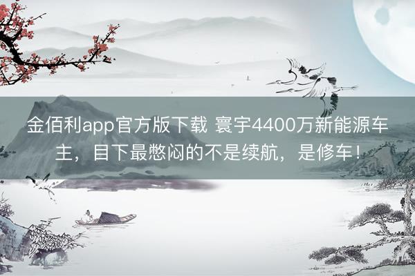 金佰利app官方版下载 寰宇4400万新能源车主，目下最憋闷的不是续航，是修车！
