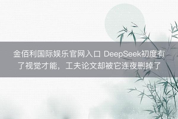 金佰利国际娱乐官网入口 DeepSeek初度有了视觉才能，工夫论文却被它连夜删掉了