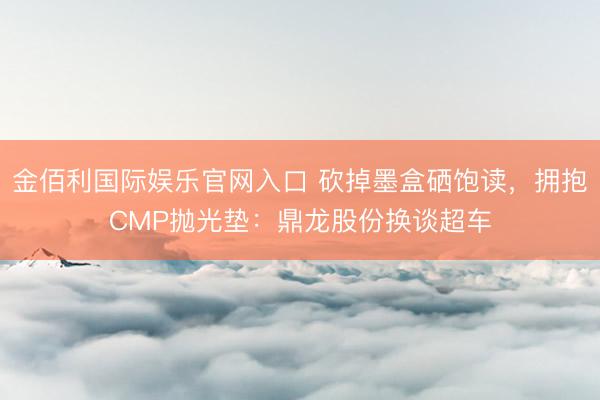 金佰利国际娱乐官网入口 砍掉墨盒硒饱读，拥抱CMP抛光垫：鼎龙股份换谈超车