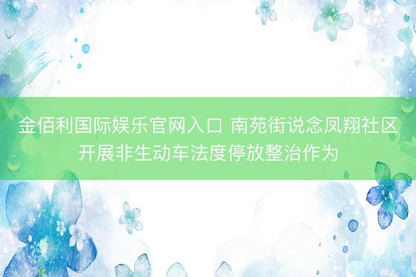 金佰利国际娱乐官网入口 南苑街说念凤翔社区开展非生动车法度停放整治作为