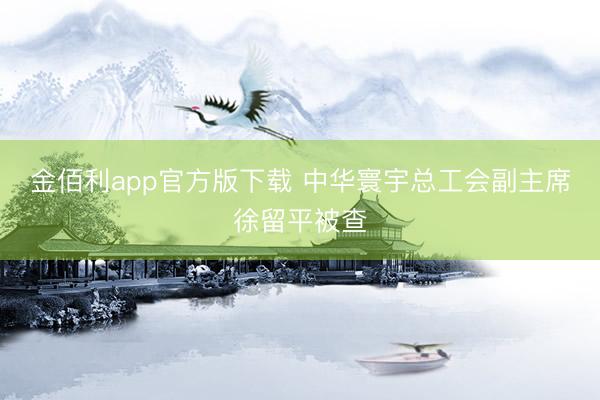 金佰利app官方版下载 中华寰宇总工会副主席徐留平被查