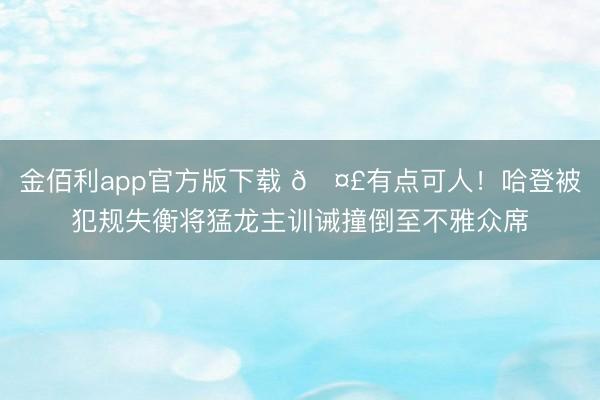 金佰利app官方版下载 🤣有点可人！哈登被犯规失衡将猛龙主训诫撞倒至不雅众席