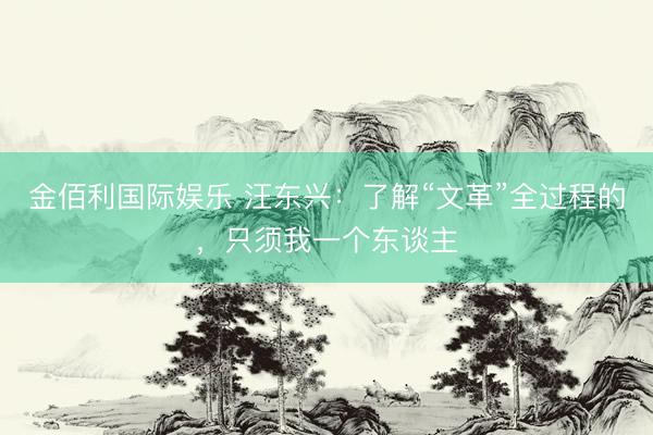 金佰利国际娱乐 汪东兴：了解“文革”全过程的，只须我一个东谈主