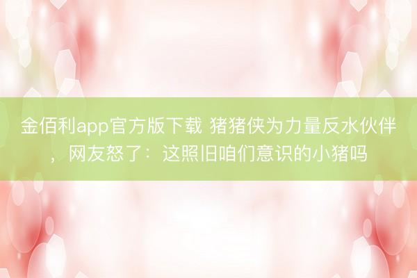 金佰利app官方版下载 猪猪侠为力量反水伙伴，网友怒了：这照旧咱们意识的小猪吗