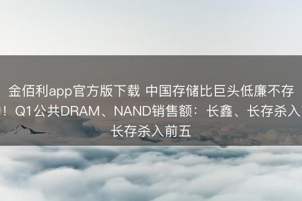 金佰利app官方版下载 中国存储比巨头低廉不存在的!Q1公共DRAM、NAND销售额:长鑫、长存杀入前五