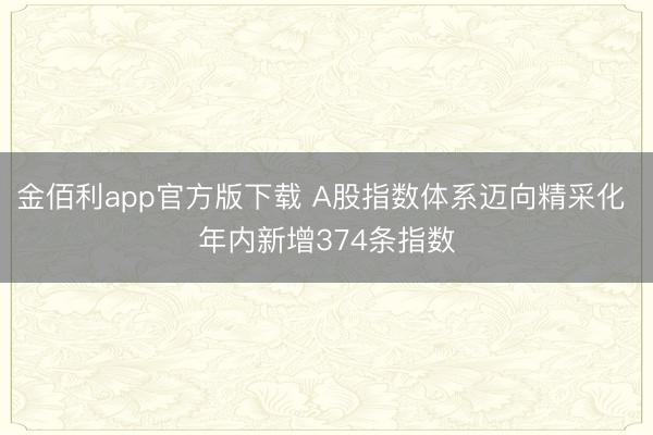 金佰利app官方版下载 A股指数体系迈向精采化 年内新增374条指数