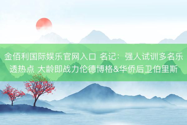 金佰利国际娱乐官网入口 名记：强人试训多名乐透热点 大龄即战力伦德博格&华侨后卫伯里斯