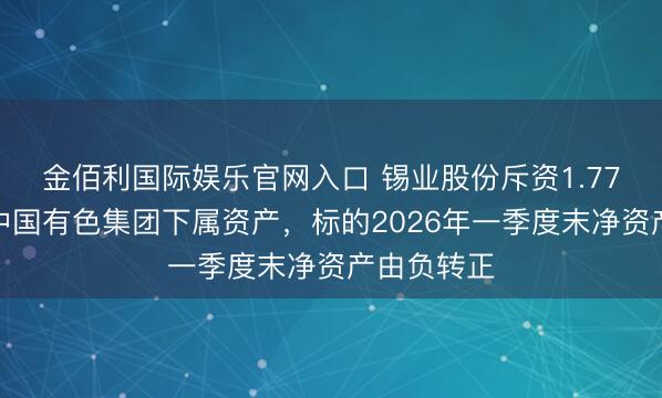 金佰利国际娱乐官网入口 锡业股份斥资1.77亿元接办中国有色集团下属资产，标的2026年一季度末净资产由负转正